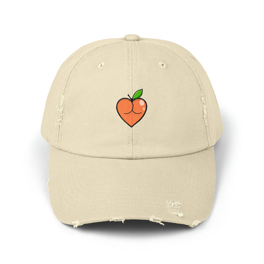 Peach Butt Heart —Unisex Distressed Cap