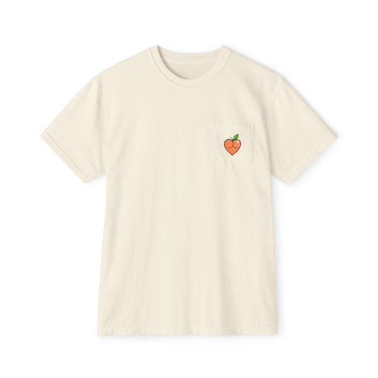 Peach Butt Heart — Unisex Garment-Dyed Pocket T-Shirt