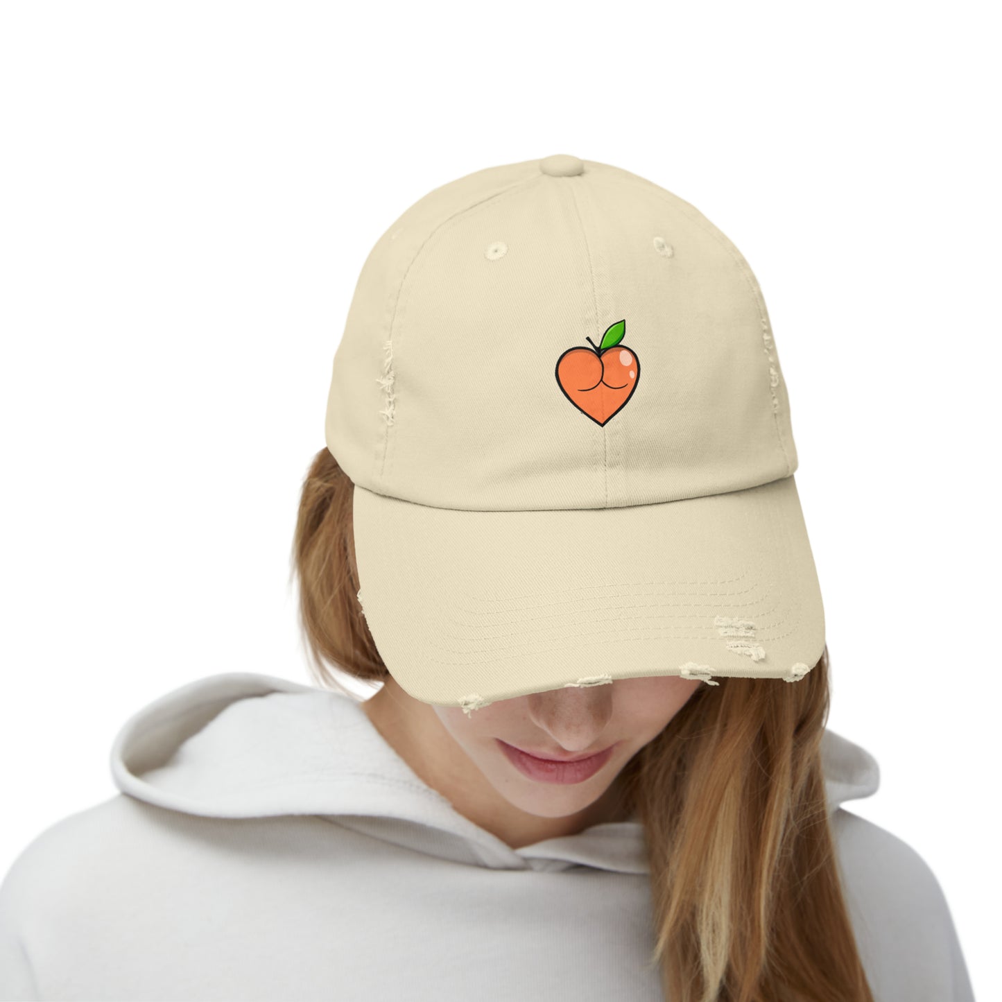 Peach Butt Heart —Unisex Distressed Cap