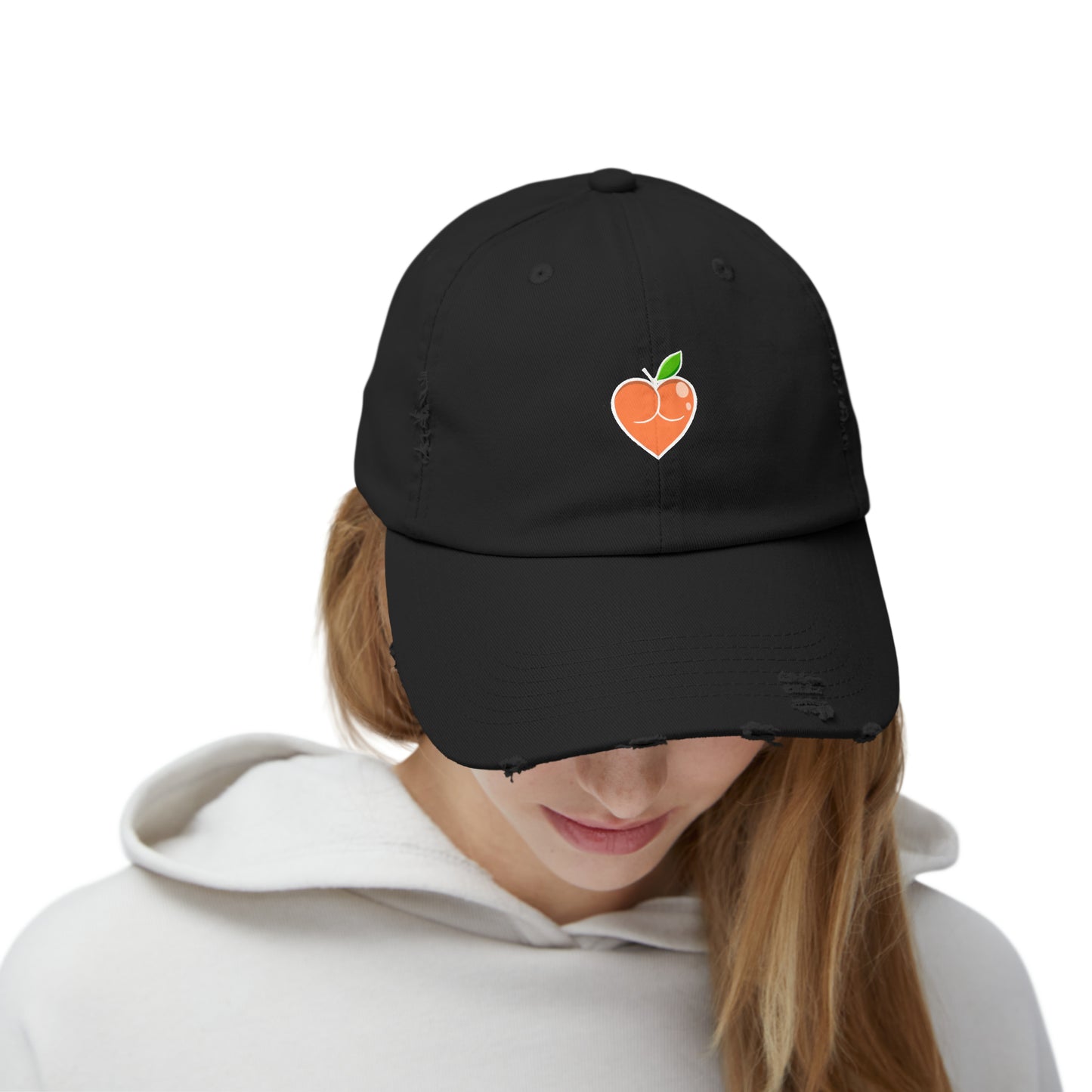 Peach Butt Heart —Unisex Distressed Cap