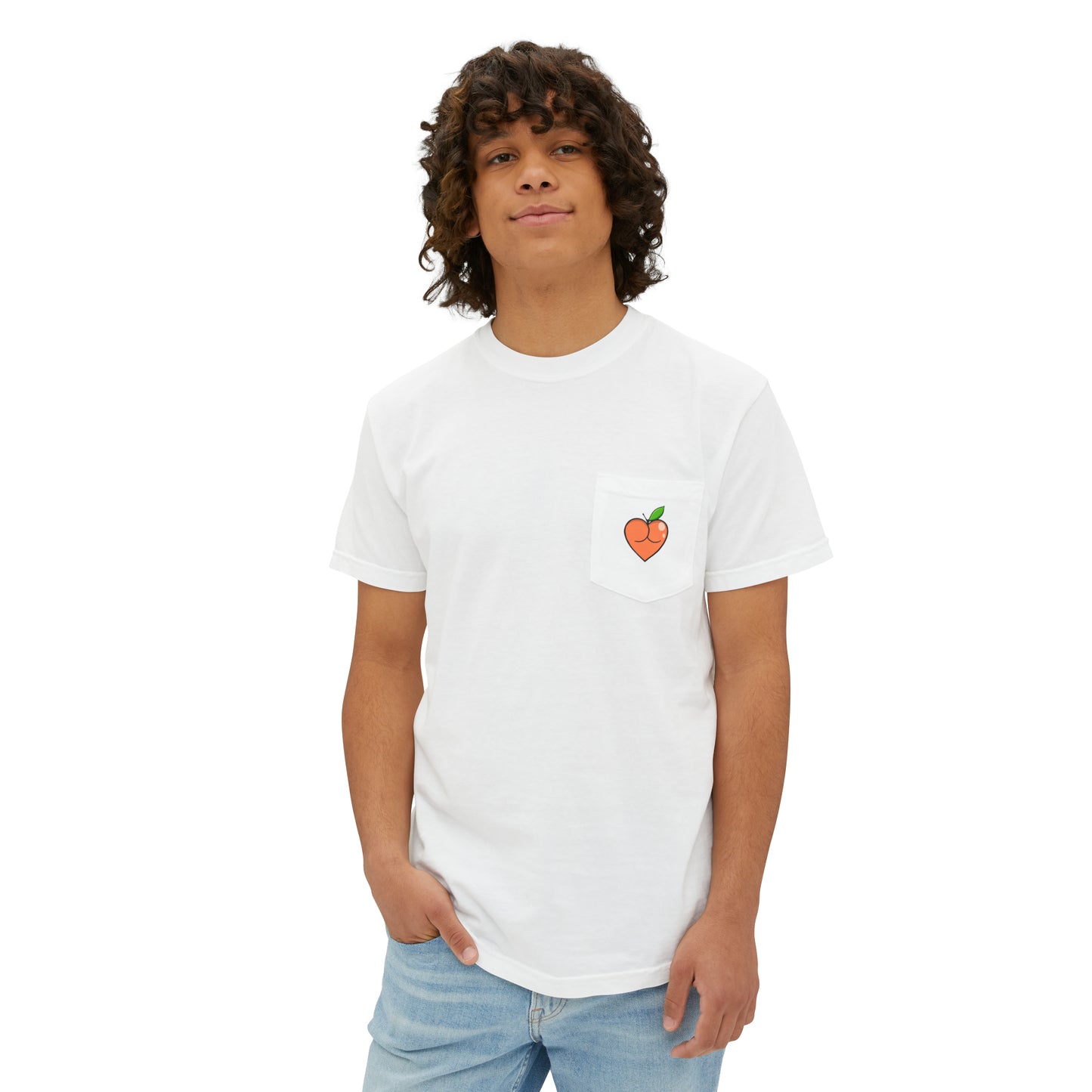 Peach Butt Heart — Unisex Garment-Dyed Pocket T-Shirt