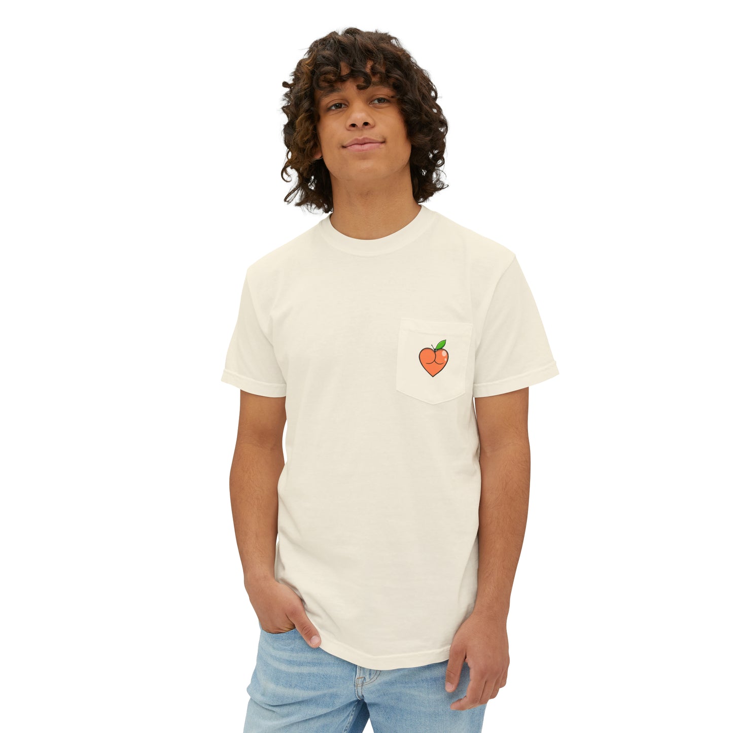 Peach Butt Heart — Unisex Garment-Dyed Pocket T-Shirt