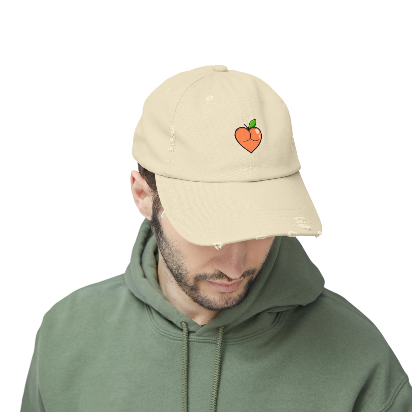 Peach Butt Heart —Unisex Distressed Cap