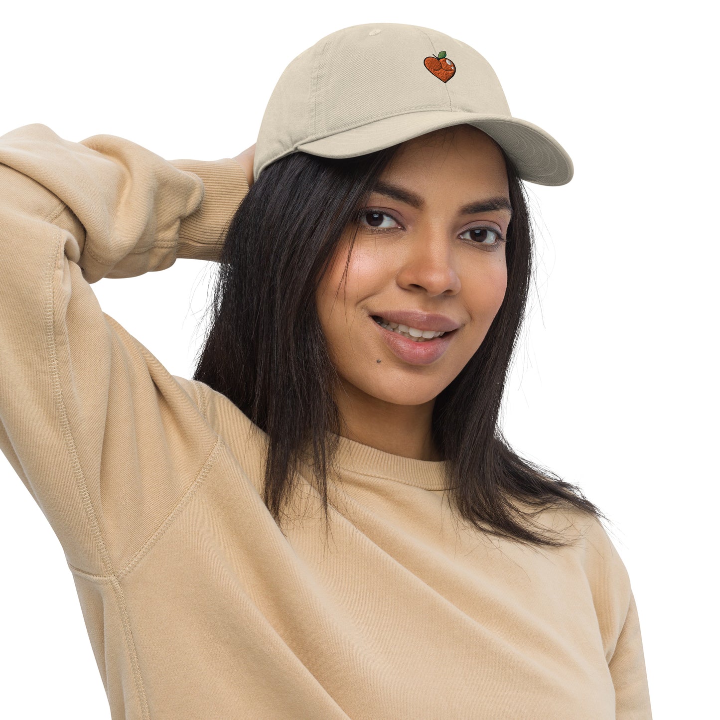 Peach Butt Heart — Embroidered Organic dad hat