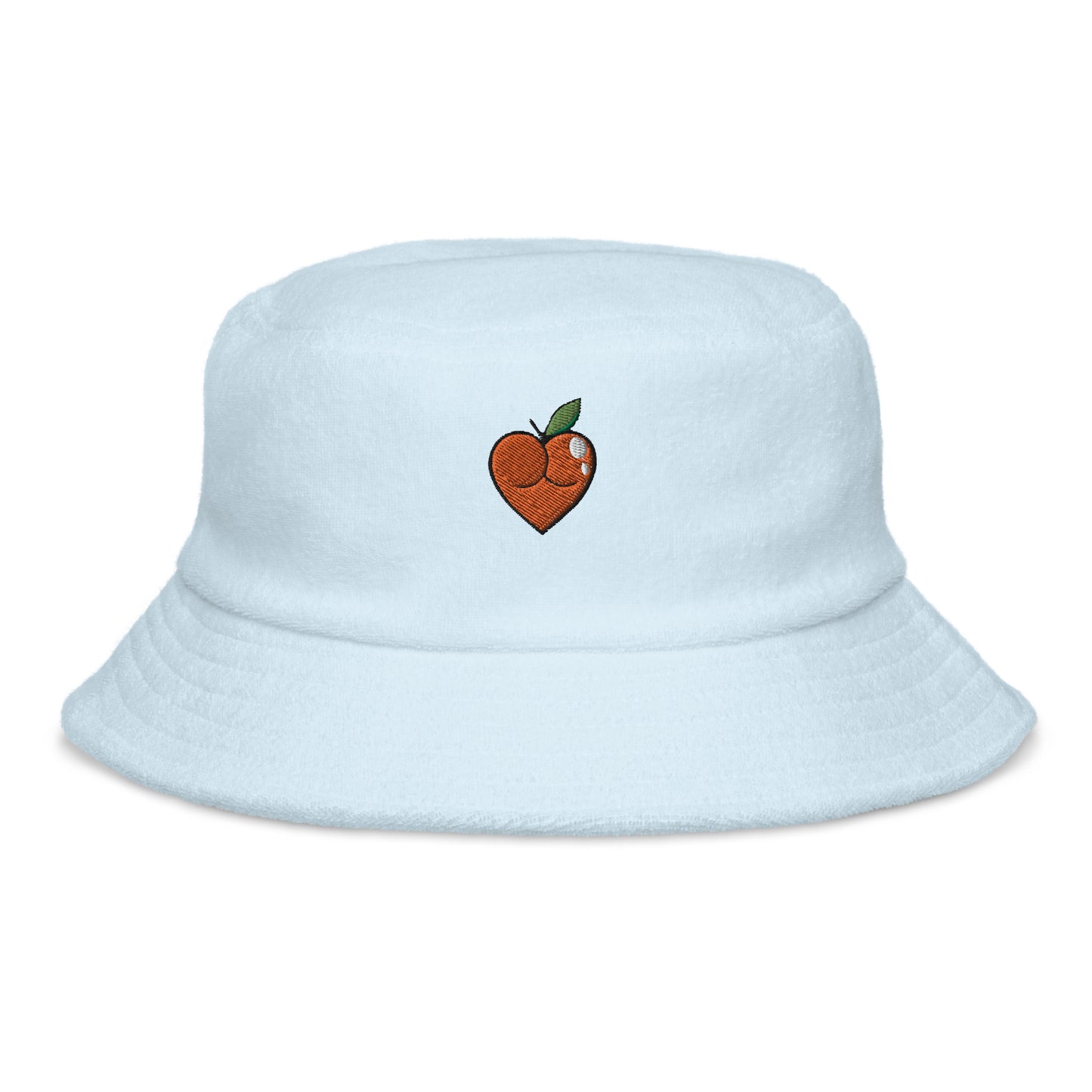 Peach Butt Heart — Embroidered Unstructured terry cloth bucket hat