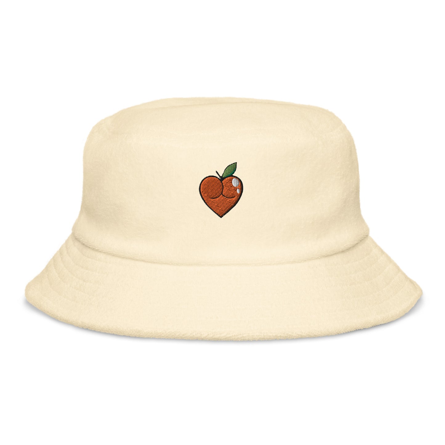 Peach Butt Heart — Embroidered Unstructured terry cloth bucket hat