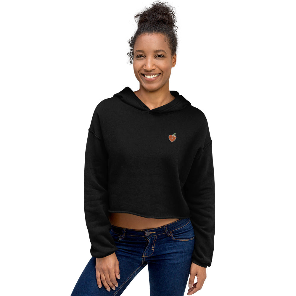 Peach Butt Heart — Crop Hoodie — Embroidered